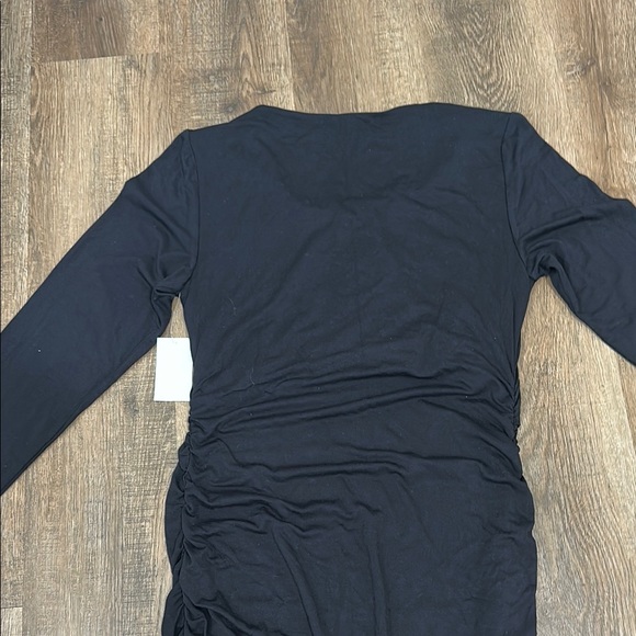A Pea in the Pod, Black Ruched Long Sleeve Bodycon Maternity Dress - Picture 6 of 9